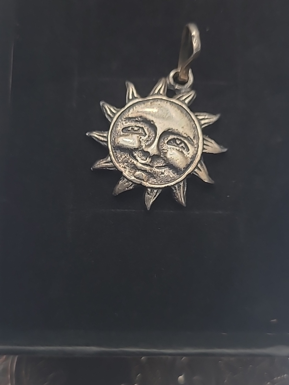 Vintage Sun Face Sterling 925 Silver Pendant Necklace or Braclet Charm Mexico
